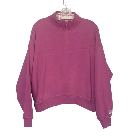 Pink Victorias Secret Sweatshirt Half-Zip Medium Pink Pullover Fleece Lined - Picture 2 of 10